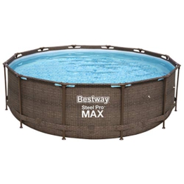 Bestway Steel Pro MAX Deluxe Series Frame-Pool, 366 x 366 x 100 cm, rund, Rattan braun, 9.150 Liter, ohne Pumpe und Zubehör, Ersatzteil, Ersatzpool - 1