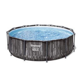 Bestway Steel Pro MAX Ersatz Frame Pool für Zubehör Ø 366 x 100 cm, Holz-Optik (Mooreiche), rund - 1